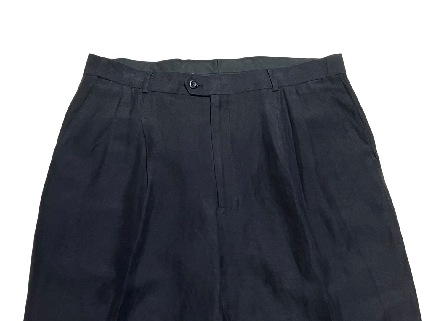 Vintage Linen × Rayon Wide Leg Tuck Slacks