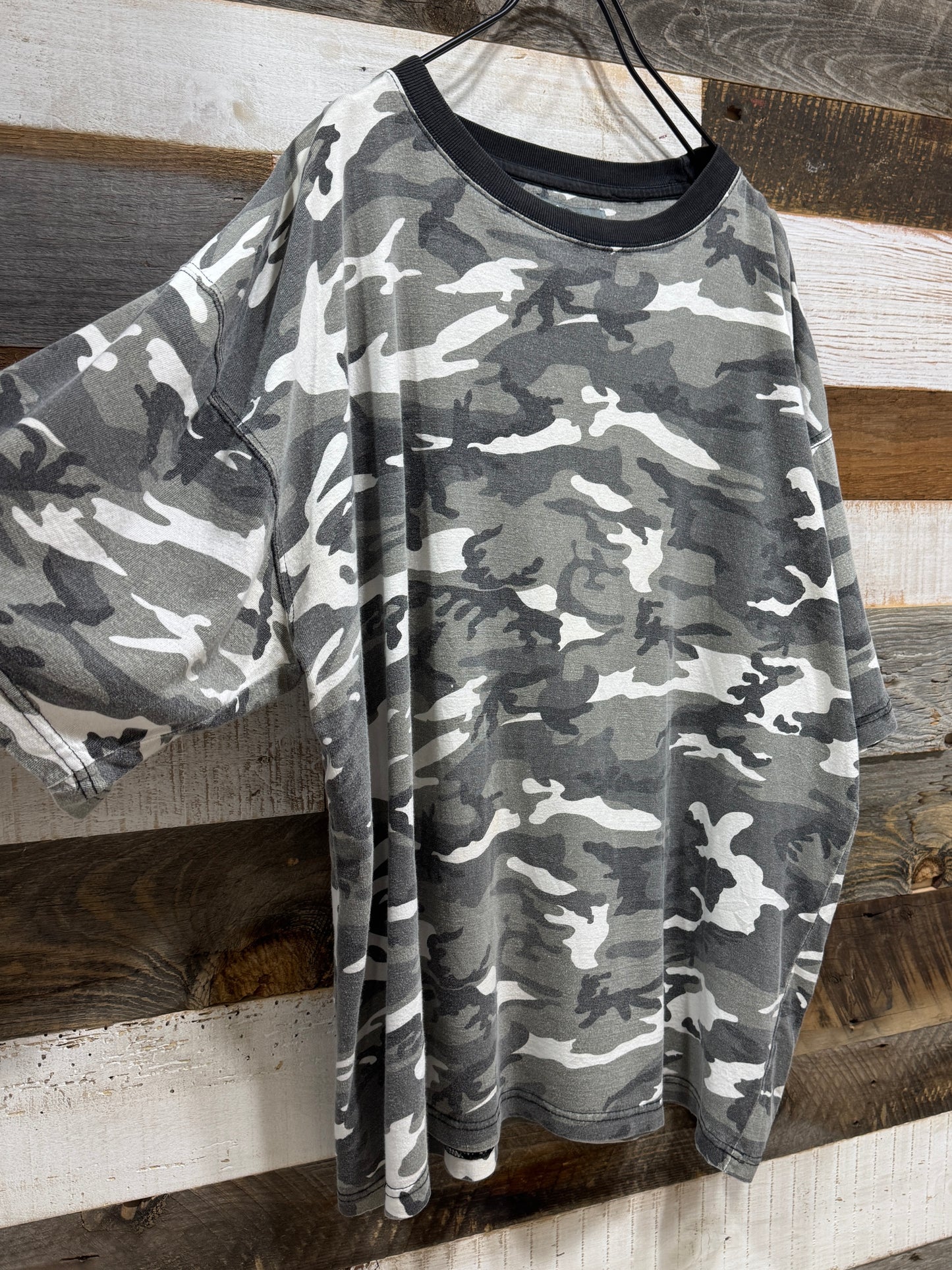 00s Royal Blue Camo Boxy Ringer Tee