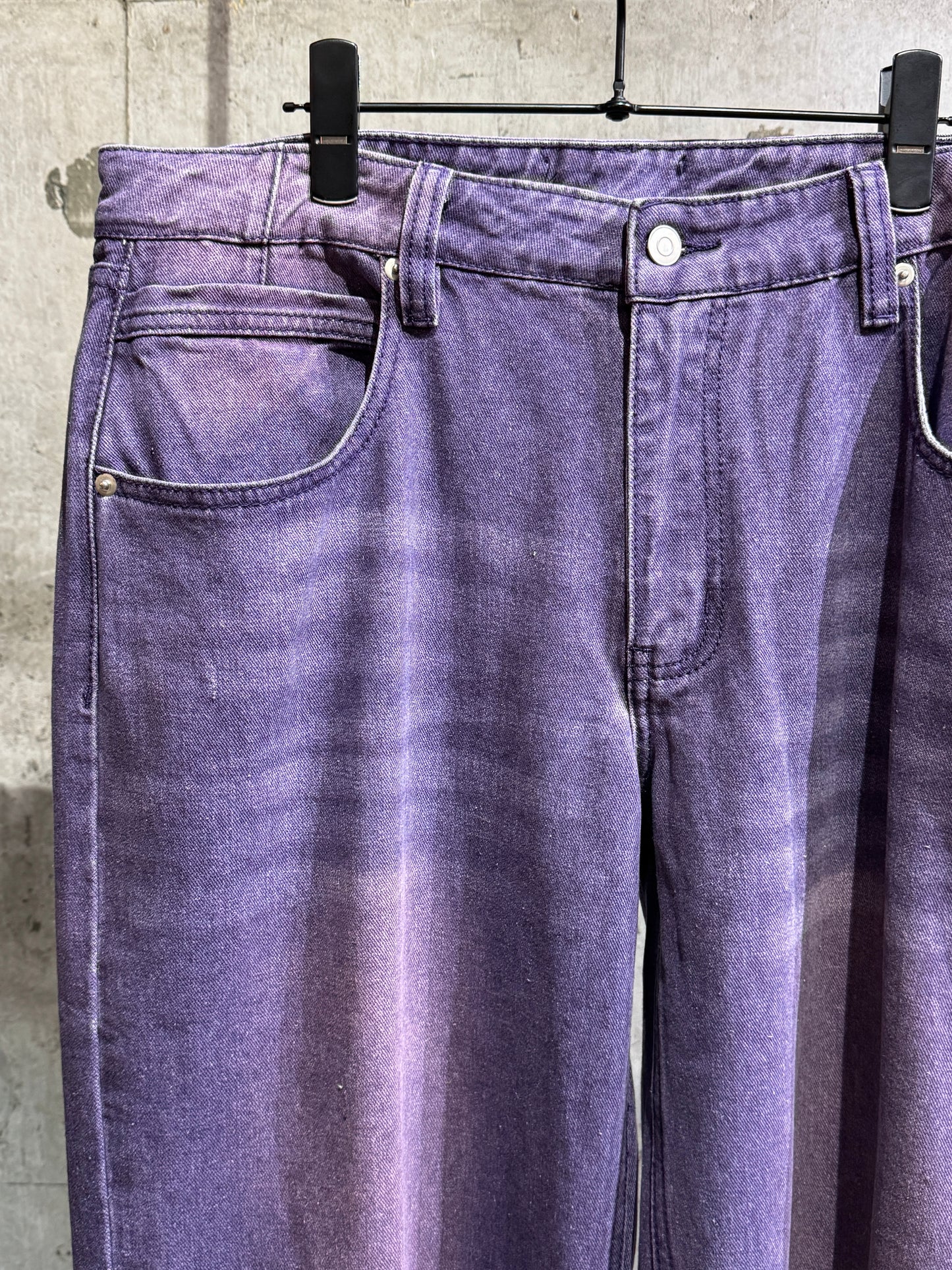 Purple Wide Straight Denim Pants