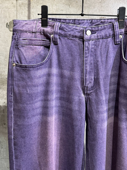 Purple Wide Straight Denim Pants
