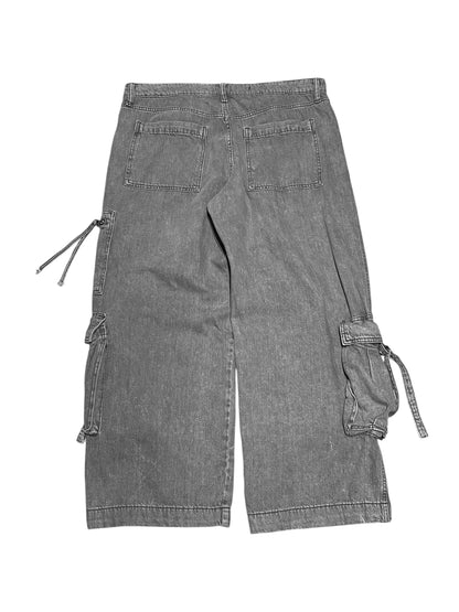 Grey Wide Denim Cargo pants