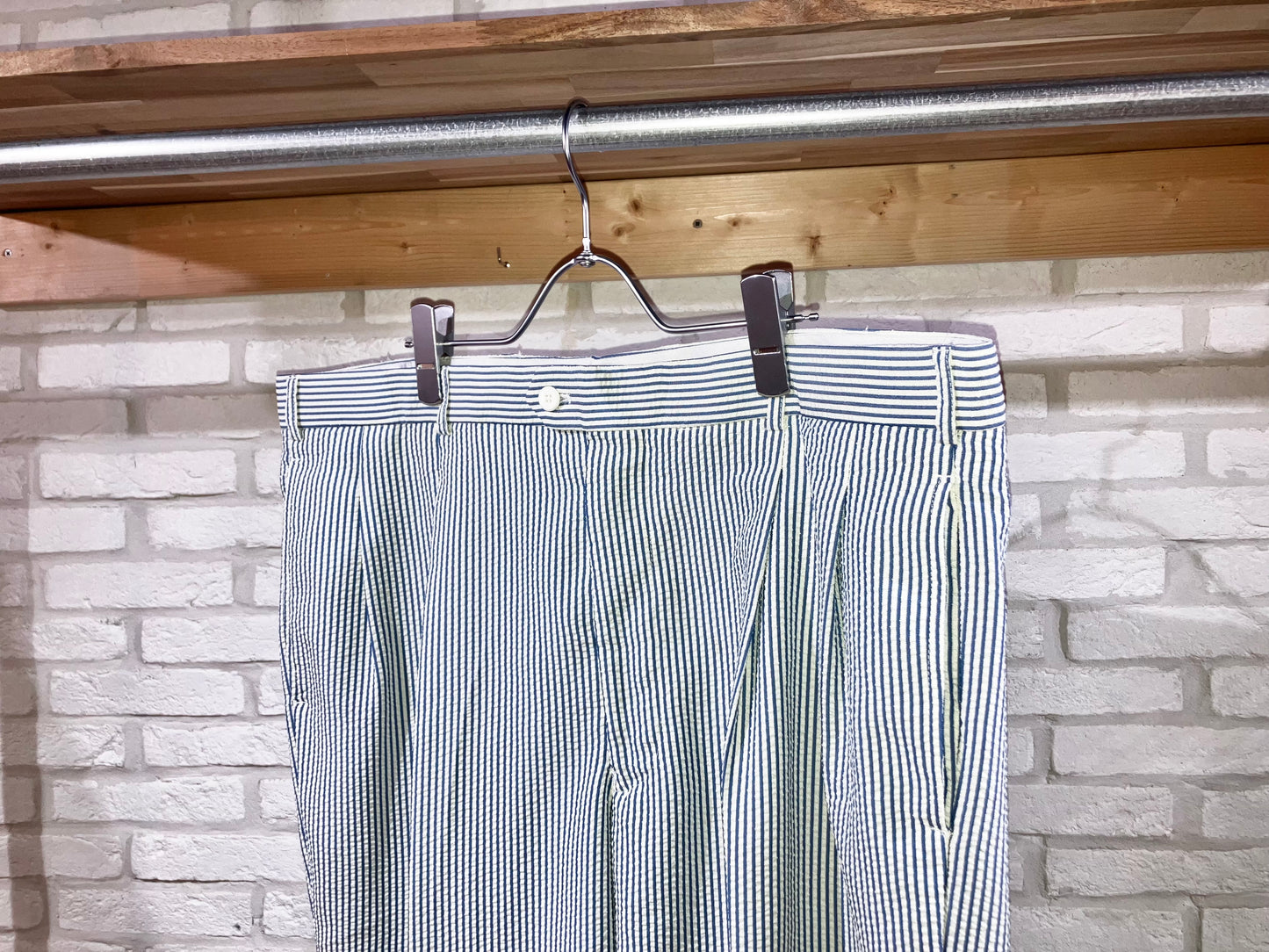00s Seersucker Stripe Wide Slacks