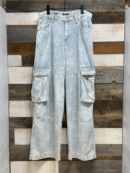 10s Hickory Striped Wide Leg Cargos