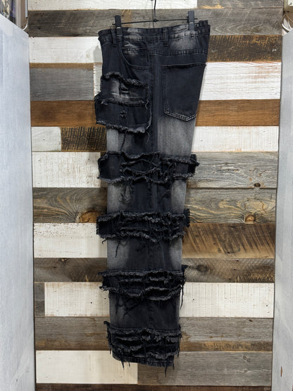 Multi-Layer Ripped Denim Pants