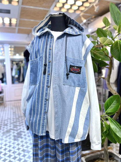 00s Exhaust Sleeveless Hooded Shirt