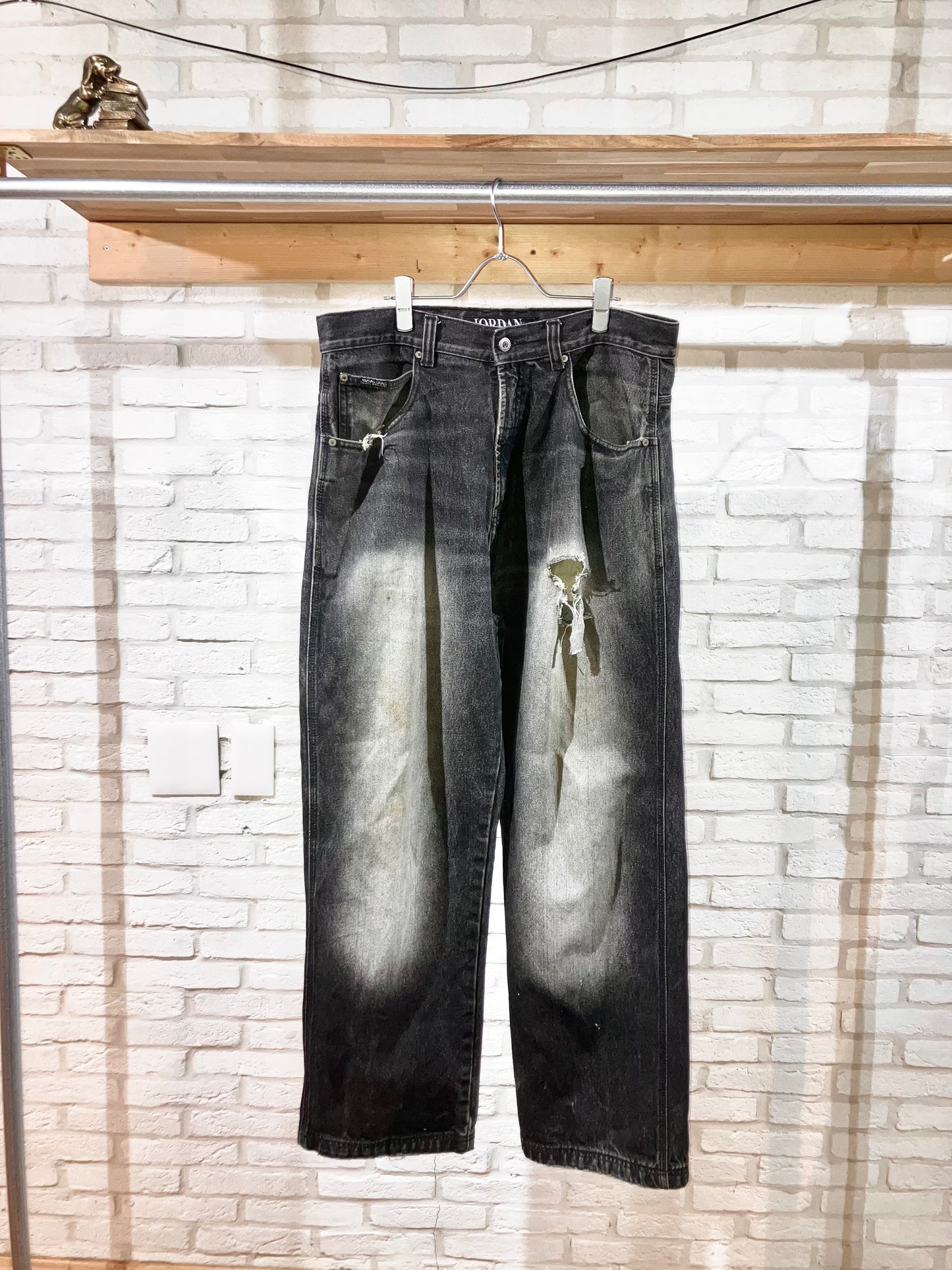 Old Distressed Wide Denim Pants
