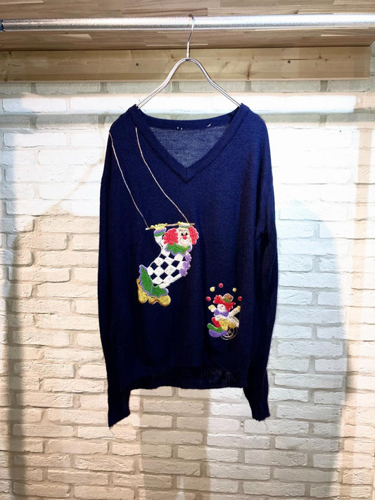 Vintage Embroidery Acryic Knit