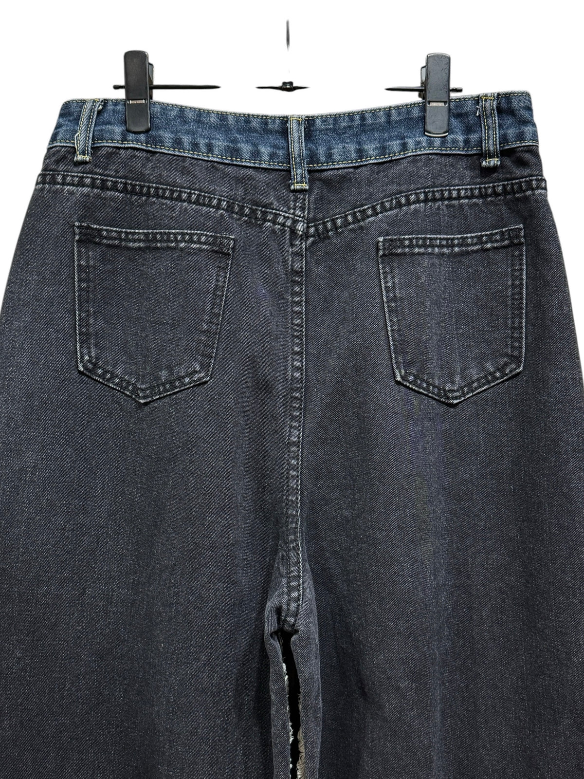 Side Fringe Color Block Denim Pants