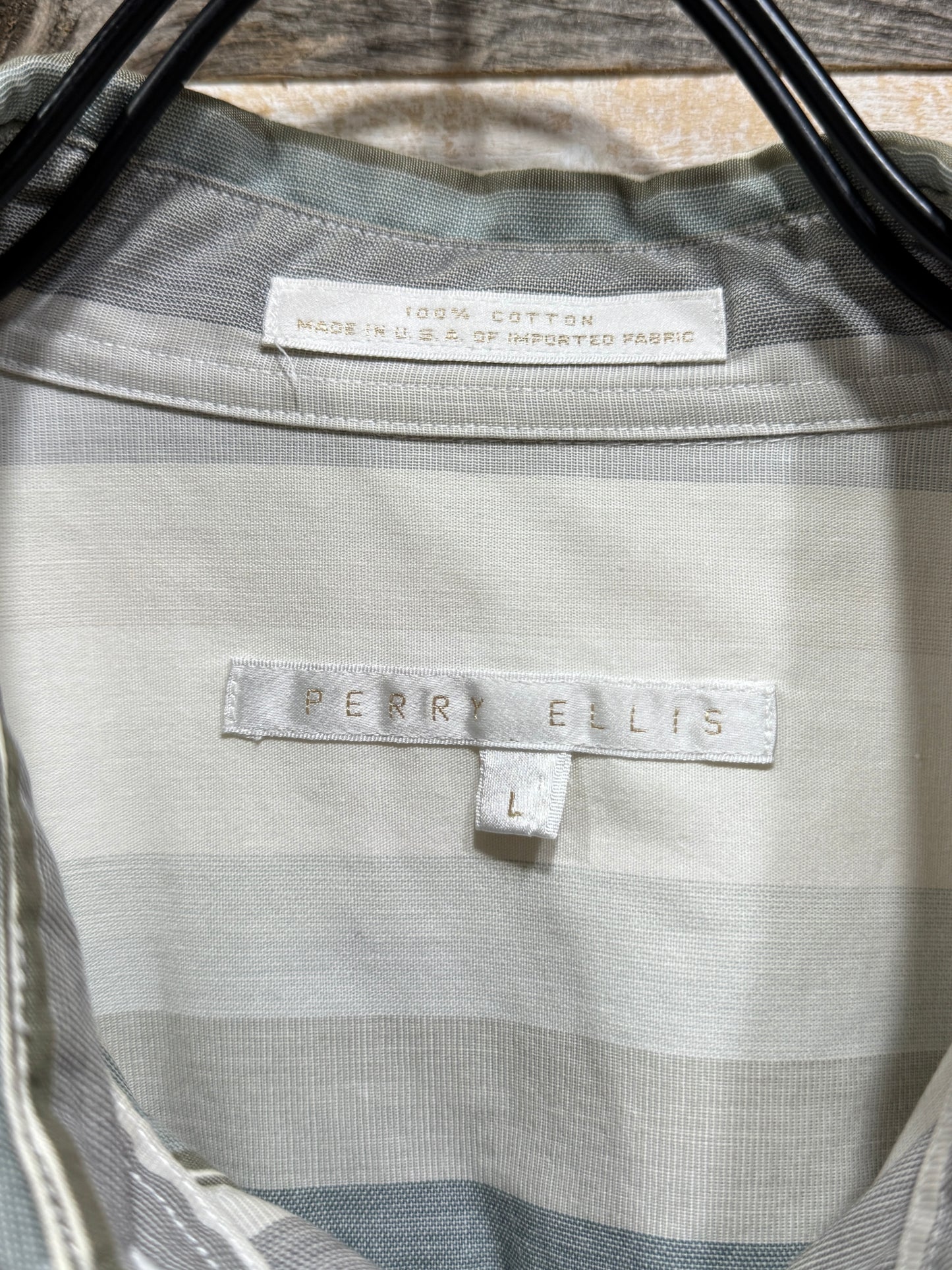Old Perry Ellis Striped Cotton Shirt