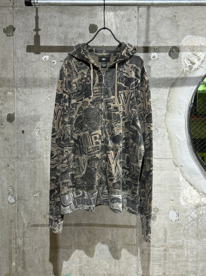 00s OBEY Patterned Zip-up Hoodie