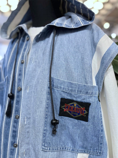 00s Exhaust Sleeveless Hooded Shirt
