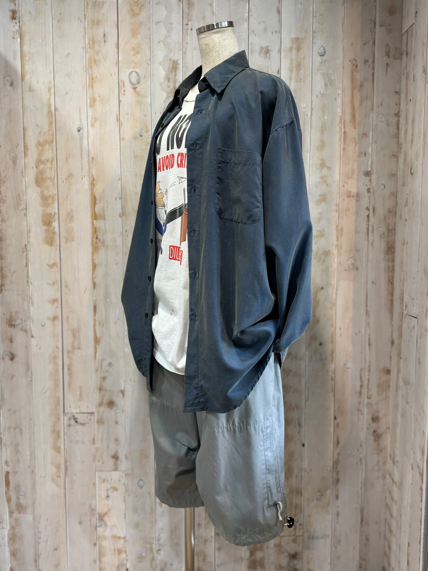 Smoke Blue Drape Shirt