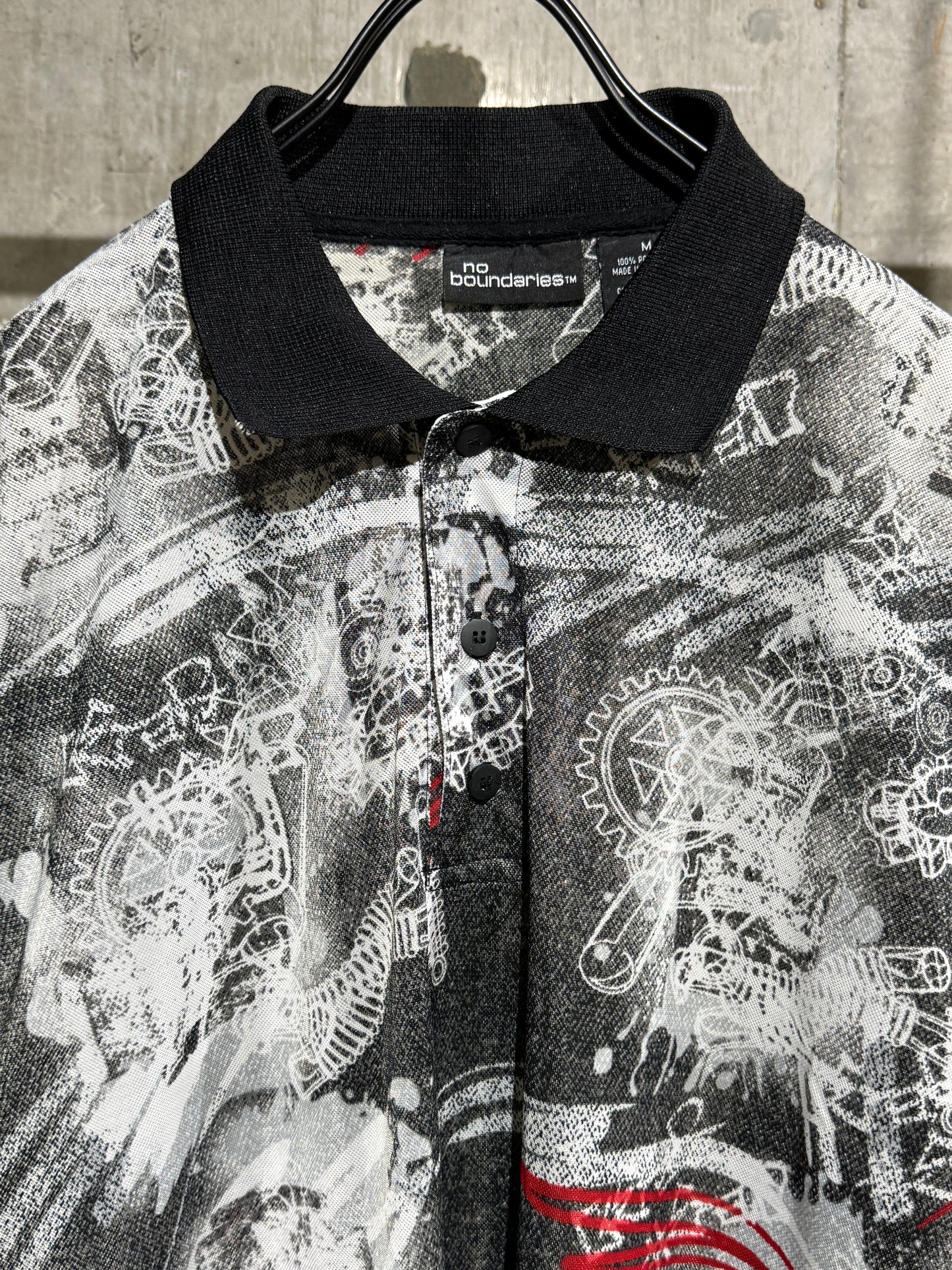 No Boundaries Oversized Abstract Graphic Polo Shirt