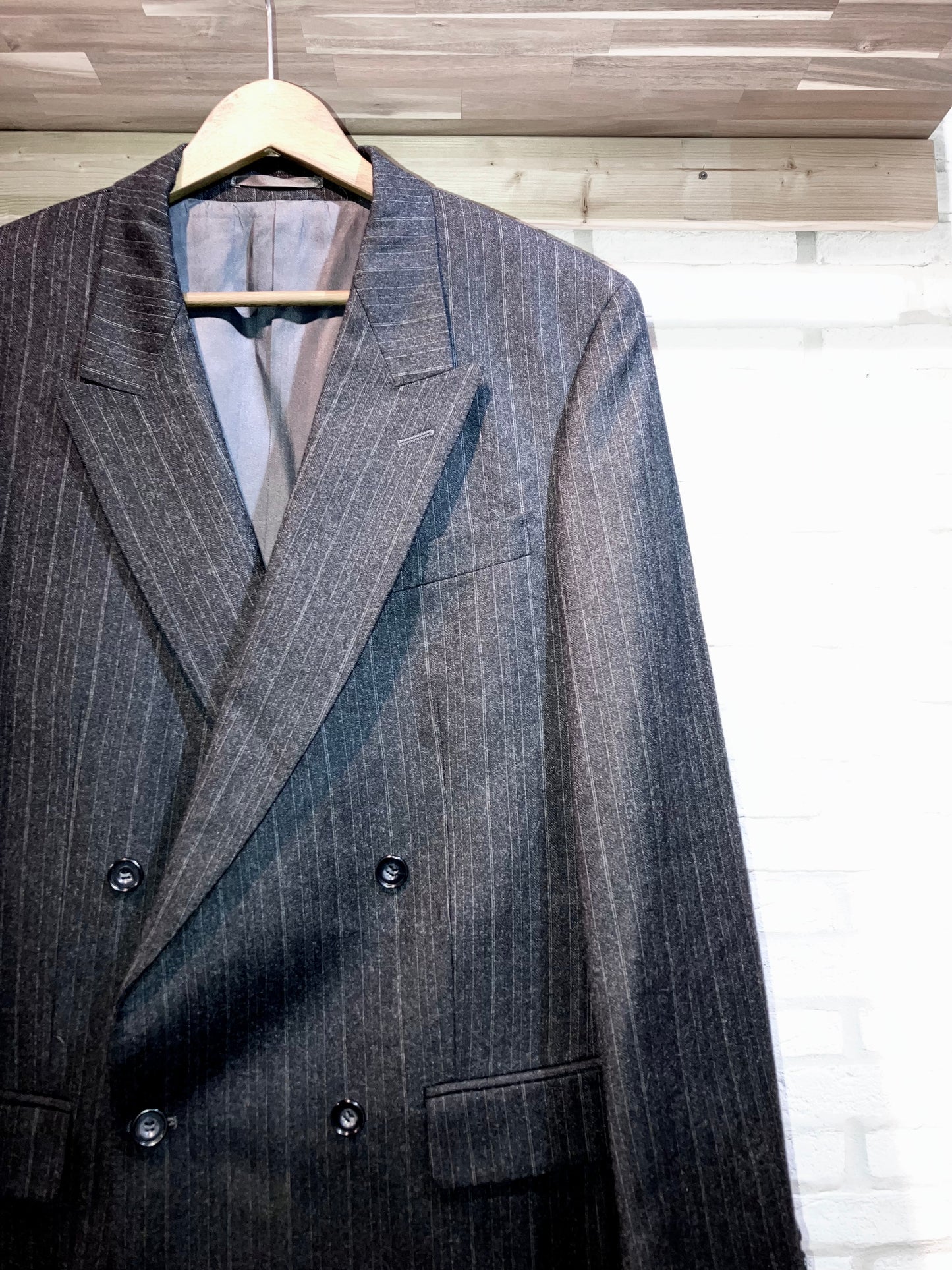 Vintage Stripe Wool Suit "Made in UK"