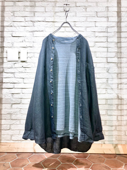 "Eddie Bauer" 00s Garment Dye Linen Shirt