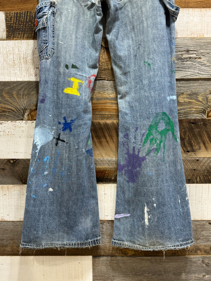 Rare Jordache Vintage Painted Flare Denim  Pants