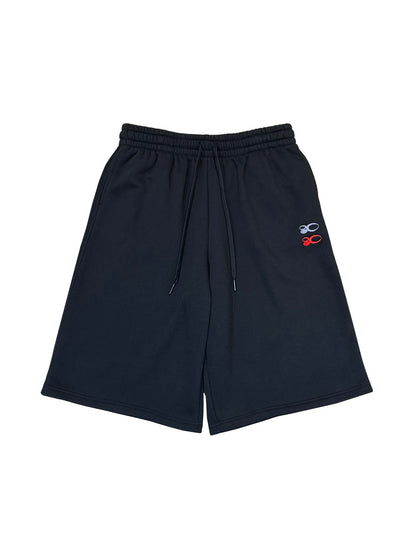 DOUBLE LOGO SWEAT HALF PANTS (BLACK)