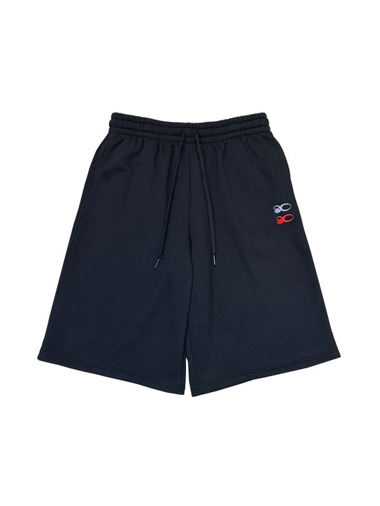 DOUBLE LOGO SWEAT HALF PANTS (BLACK)
