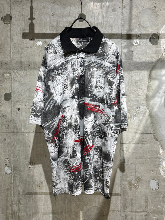 No Boundaries Oversized Abstract Graphic Polo Shirt