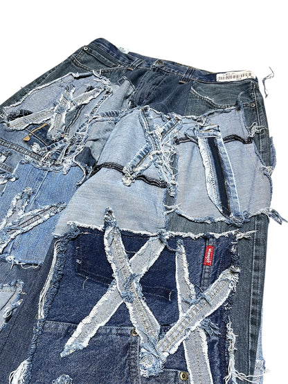 Remake baggy denim pants