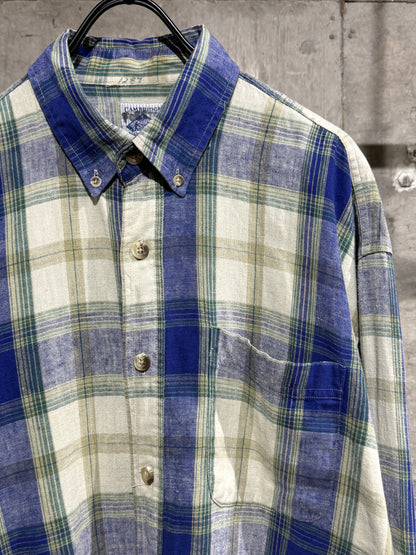 Linen Mix Plaid Shirt