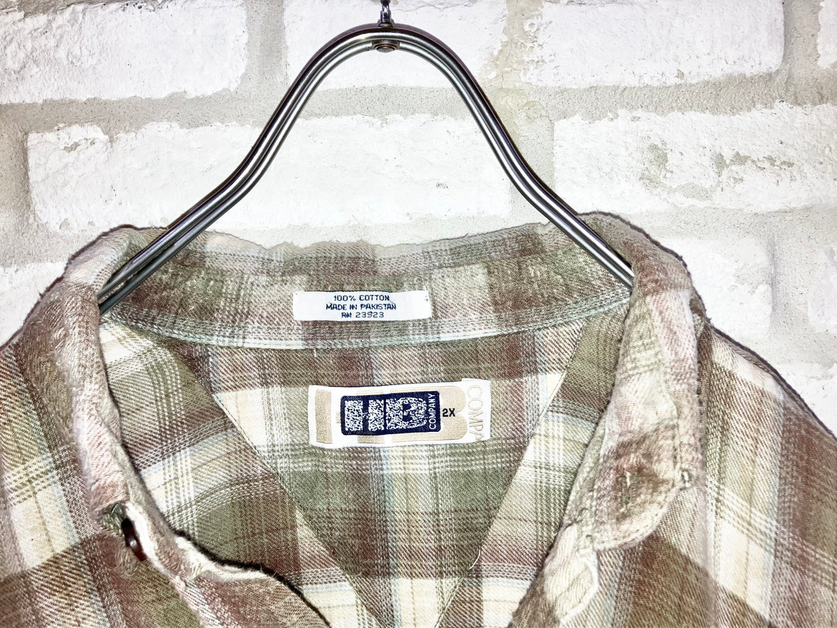 Old Oversized Light Flannel Check Shirt