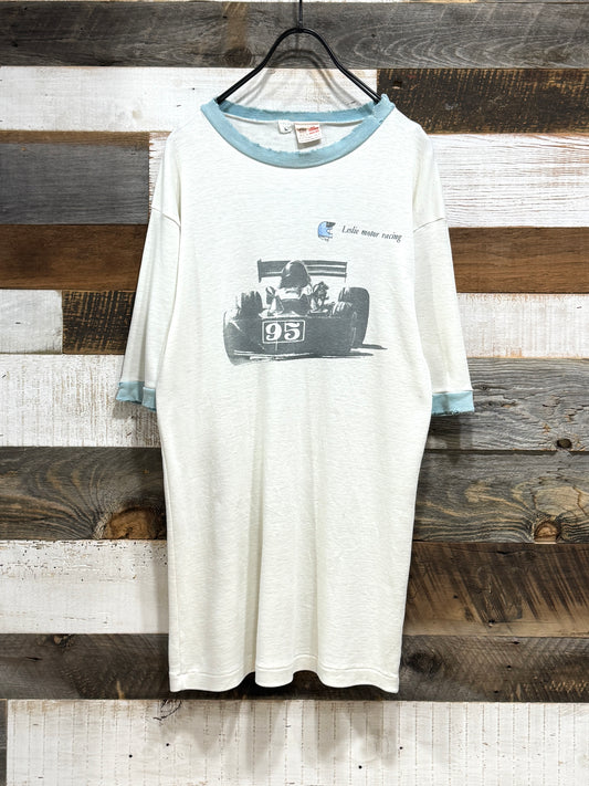 80s vintage Leslie motor racing Ringer Tee