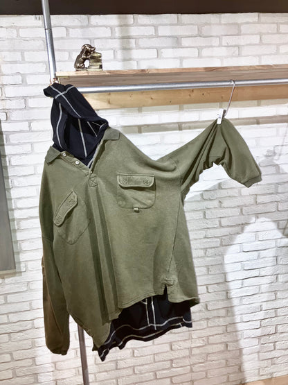 Old Oversized Design Sweat Polo Shirt