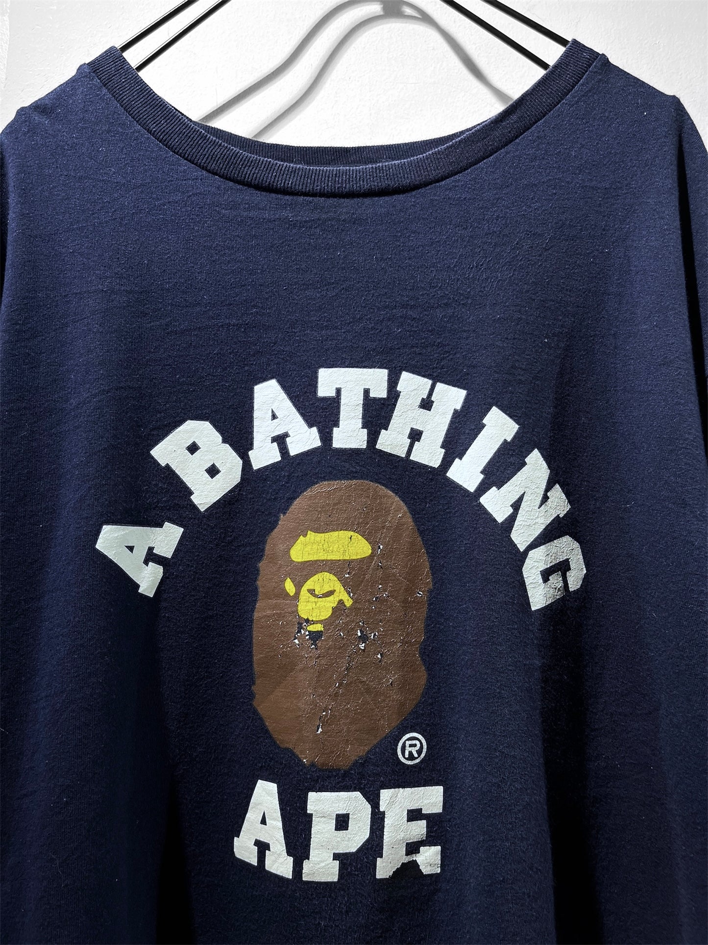 Old A BATHING APE college print Tee