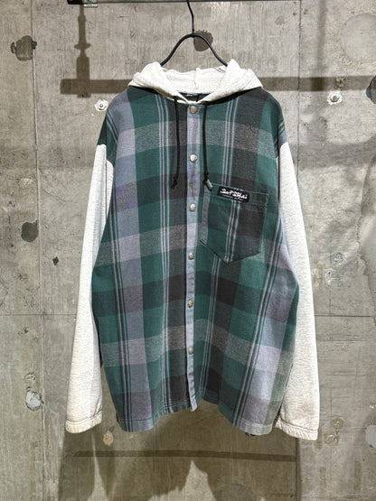 90's Surf Style Flannel Plaid Hoodie