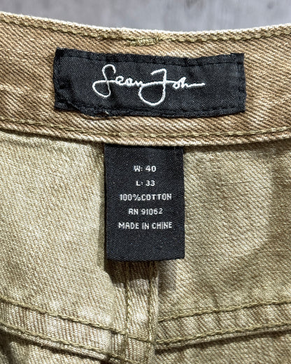 Sean John Embroidered Wide Denim Pants