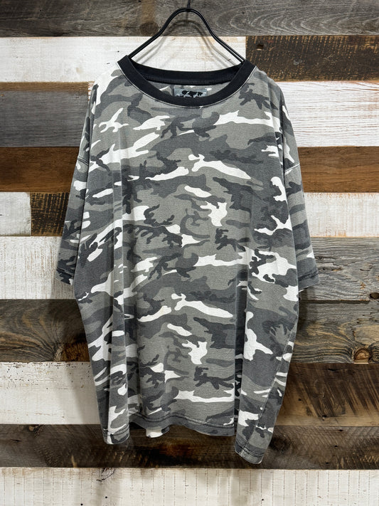 00s Royal Blue Camo Boxy Ringer Tee