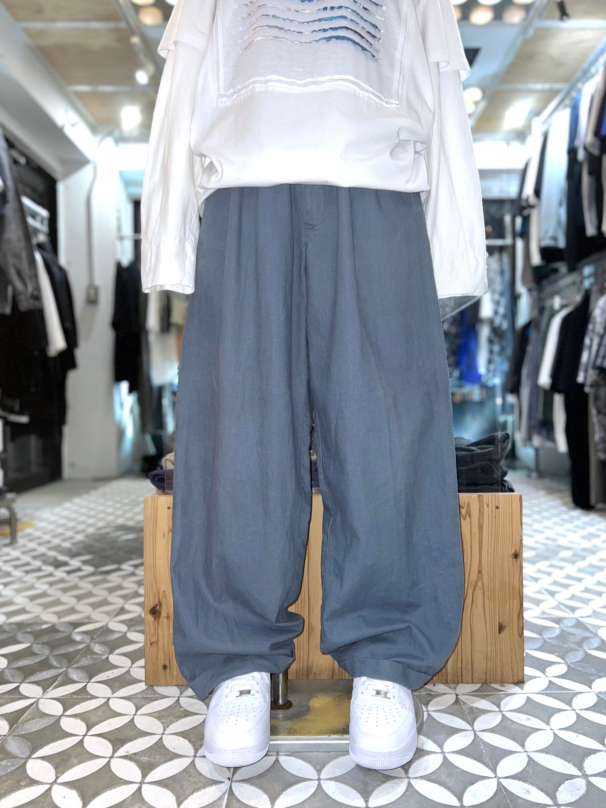 Old Linen mix Loose Wide Trousers
