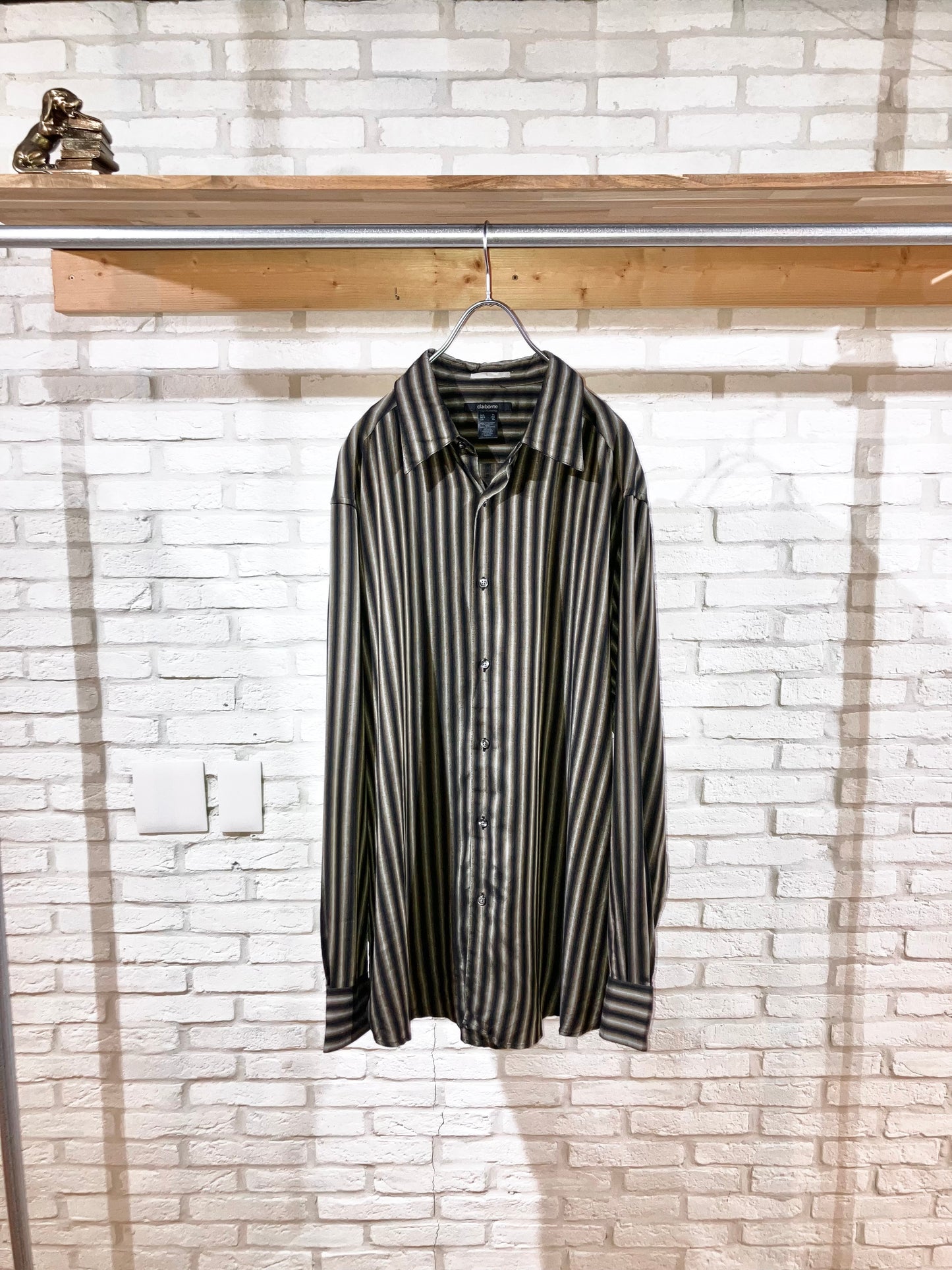 "claiborne" 00s Stripe Rayon Shirt