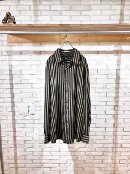 "claiborne" 00s Stripe Rayon Shirt