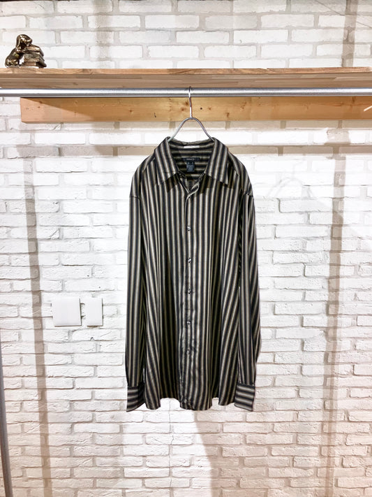 "claiborne" 00s Stripe Rayon Shirt