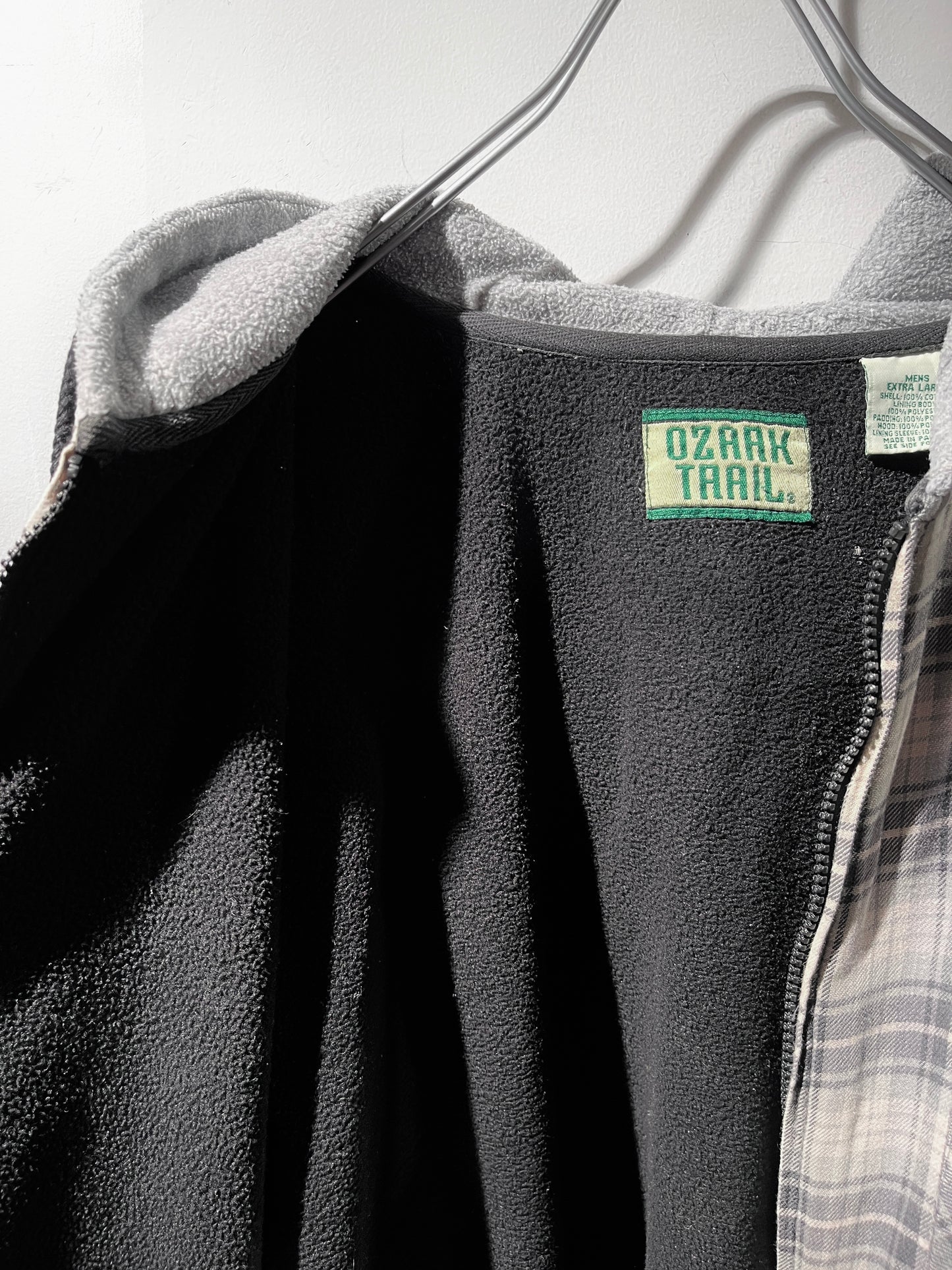 Fleece liner check shirt hoodie jacket