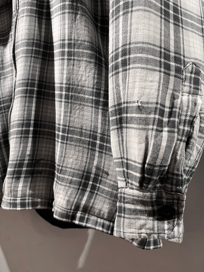 Fleece liner check shirt hoodie jacket