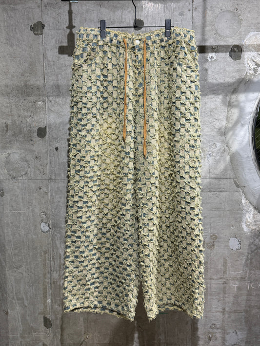 checker board jacquard pants