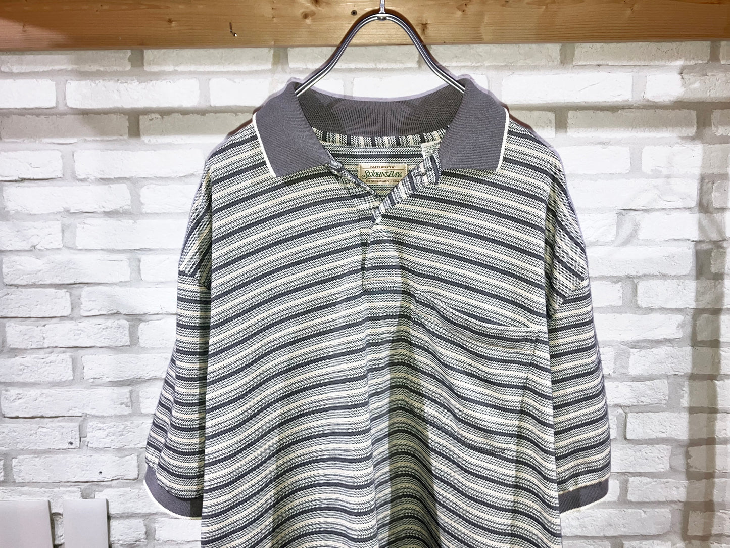 "ST JOHN'S BAY" 00s Border Polo Shirt
