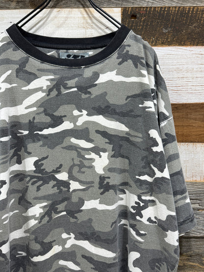 00s Royal Blue Camo Boxy Ringer Tee