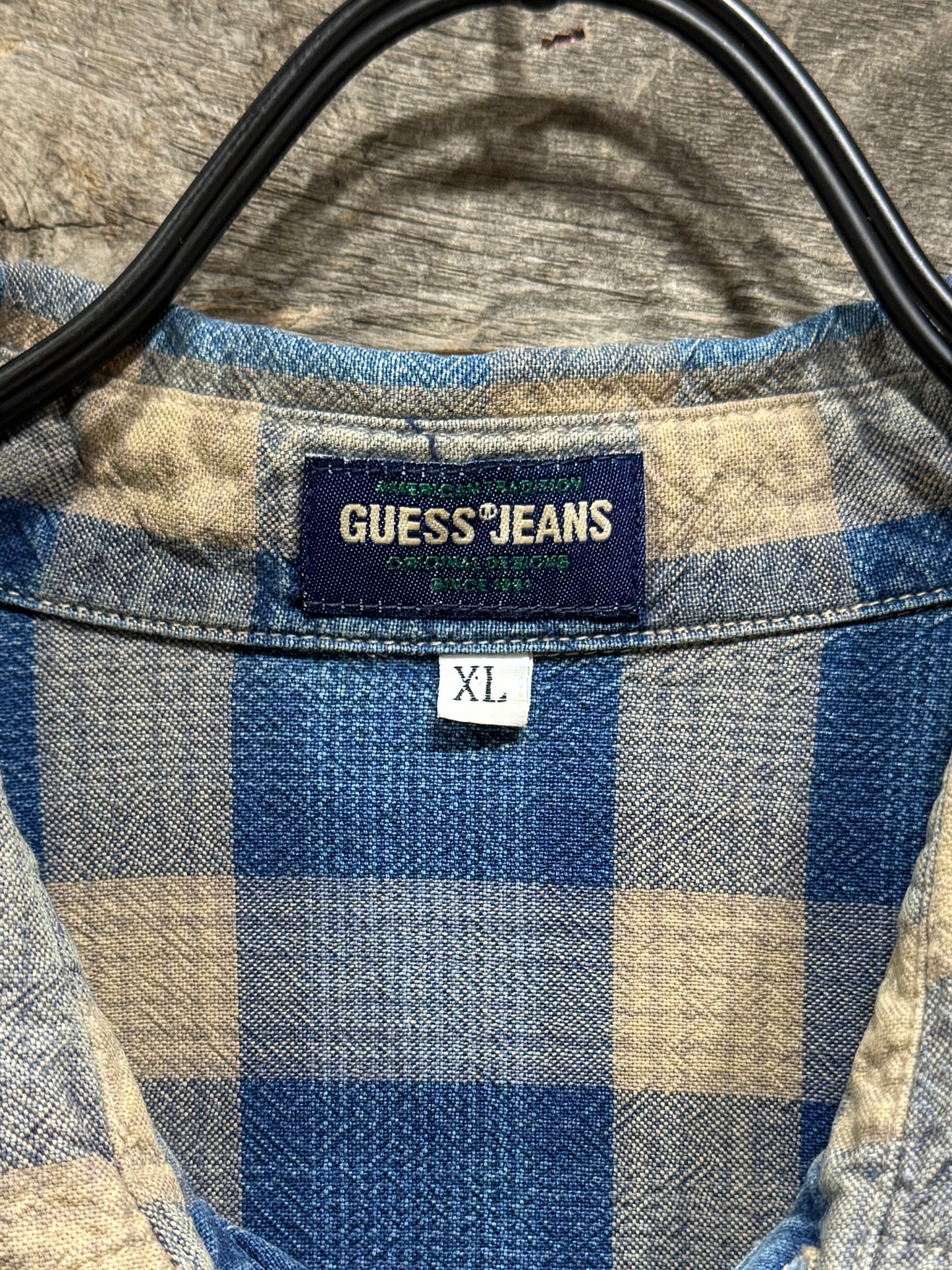 Old Guess Jeans Lightwewight Denim Plaid Shirt