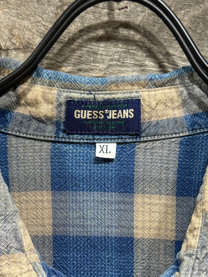 Old Guess Jeans Lightwewight Denim Plaid Shirt