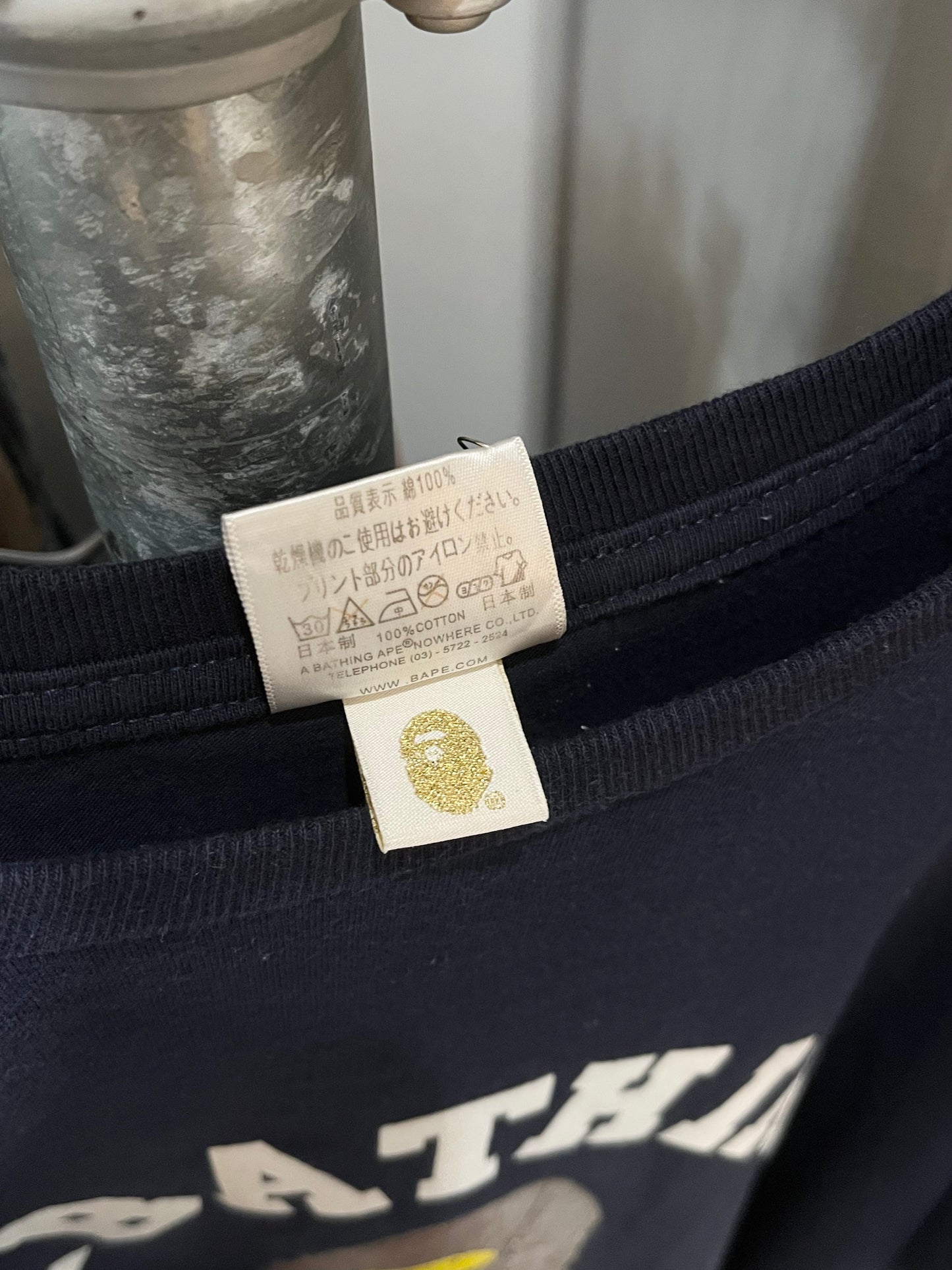 Old A BATHING APE college print Tee