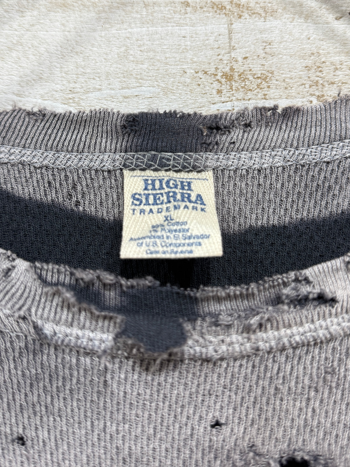 Bleach Washed Destroyed Thermal LS Tee