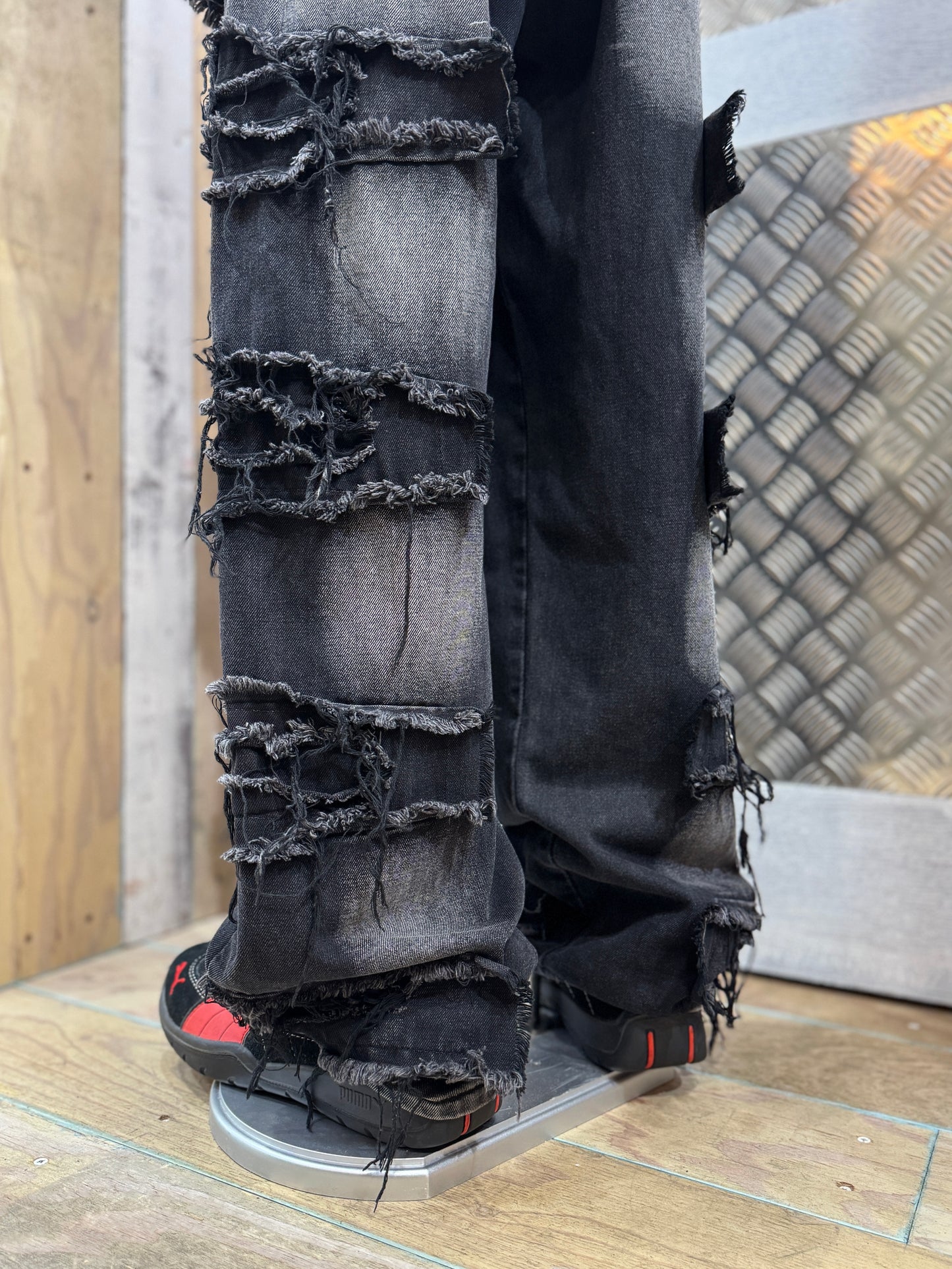 Multi-Layer Ripped Denim Pants