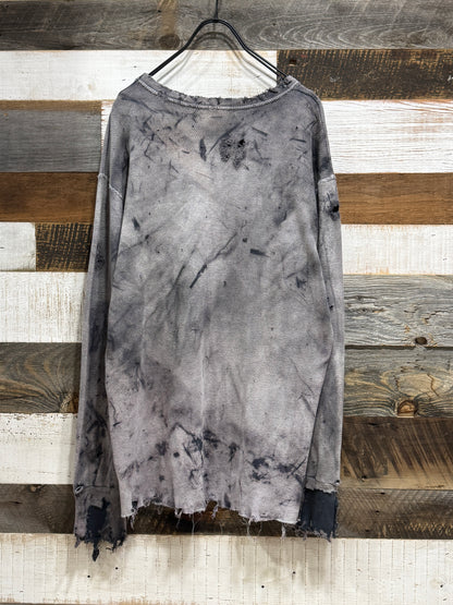 Bleach Washed Destroyed Thermal LS Tee
