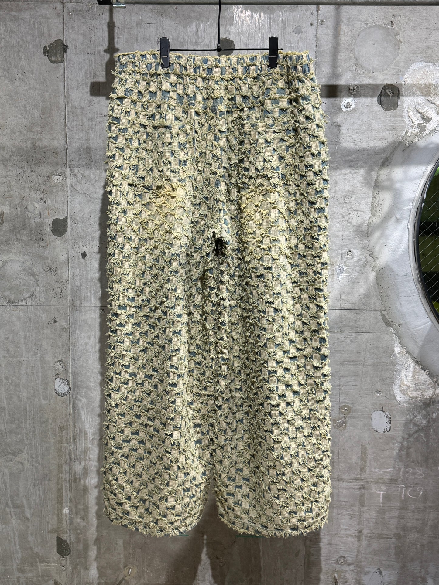 checker board jacquard pants