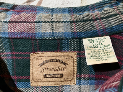 "ST JOHN'S BAY" Old Heavy Flannel Check Shirt