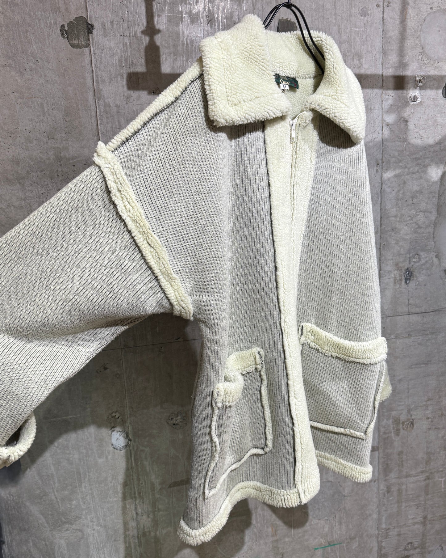 Vintage ORVIS Boa Trim Knit Zip-up Coat